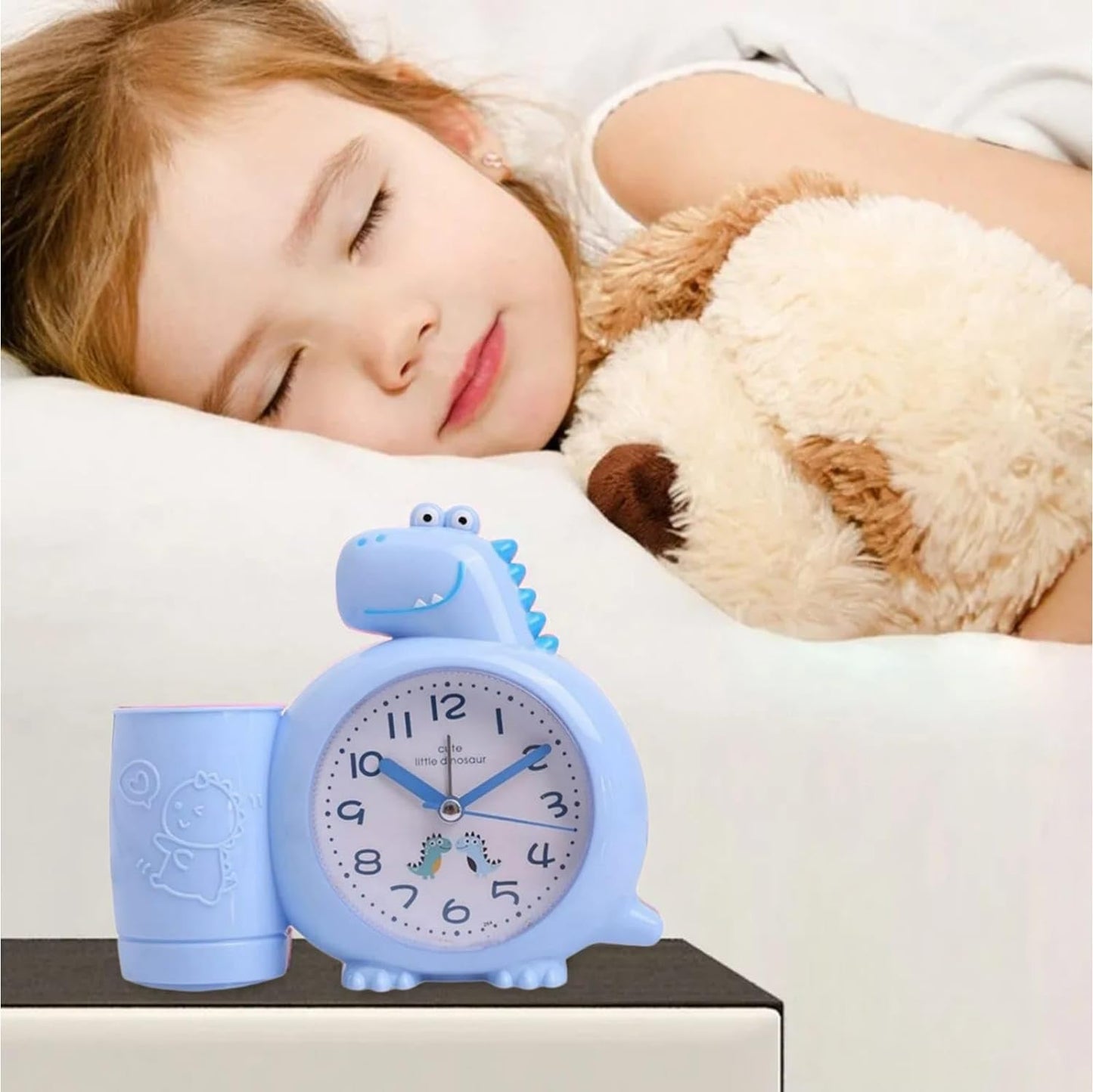 Dino Desk Alarm Clock: Adorable Kids Room Decor with Pen Stand