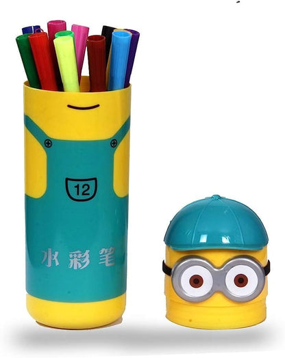 Colorful Minion Cartoon Sketch Pen (Blue): Fun and Playful Design