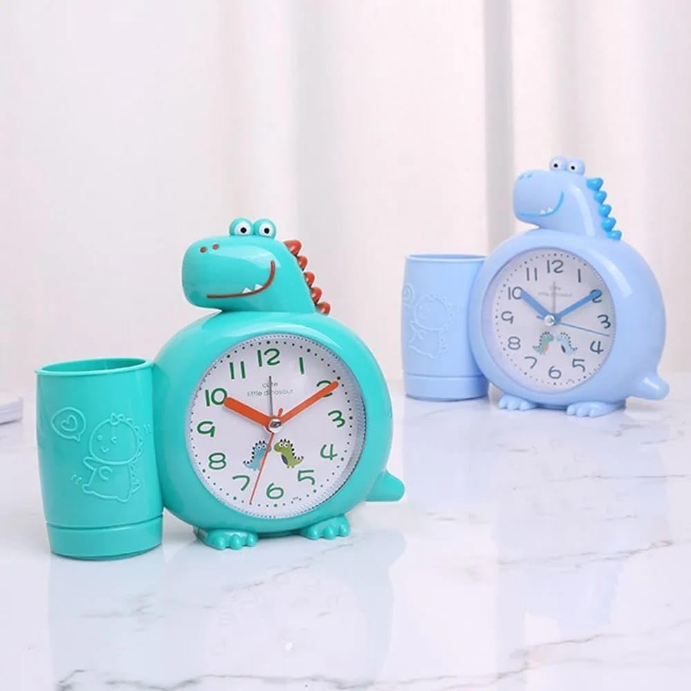 Dino Desk Alarm Clock: Adorable Kids Room Decor with Pen Stand