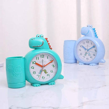 Dino Desk Alarm Clock: Adorable Kids Room Decor with Pen Stand