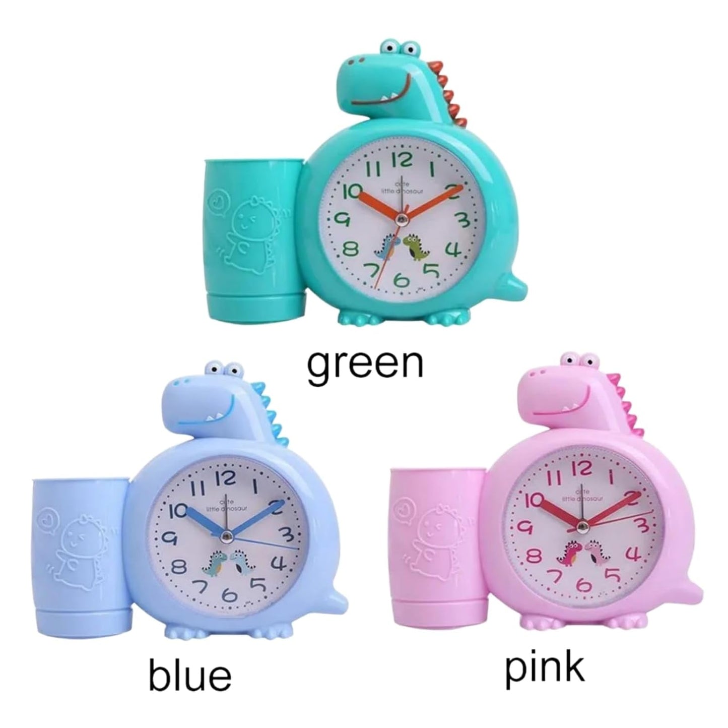 Dino Desk Alarm Clock: Adorable Kids Room Decor with Pen Stand