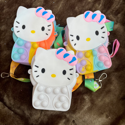 kitty Pop It Sling Bag for Kids - Multicolor cute Crossbody Fidget Toy Bag for Girls