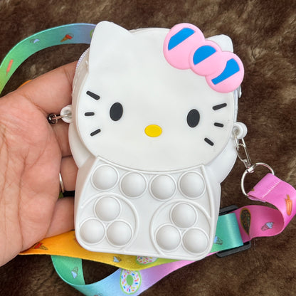 kitty Pop It Sling Bag for Kids - Multicolor cute Crossbody Fidget Toy Bag for Girls