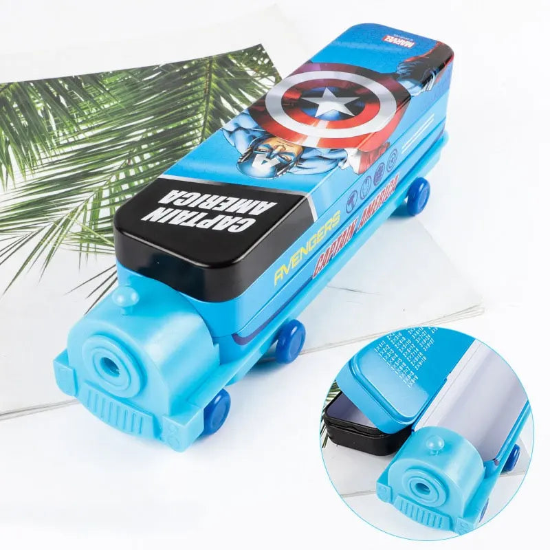 Kids' Stylish School Compass Box with Wheels: Bus & Train Design