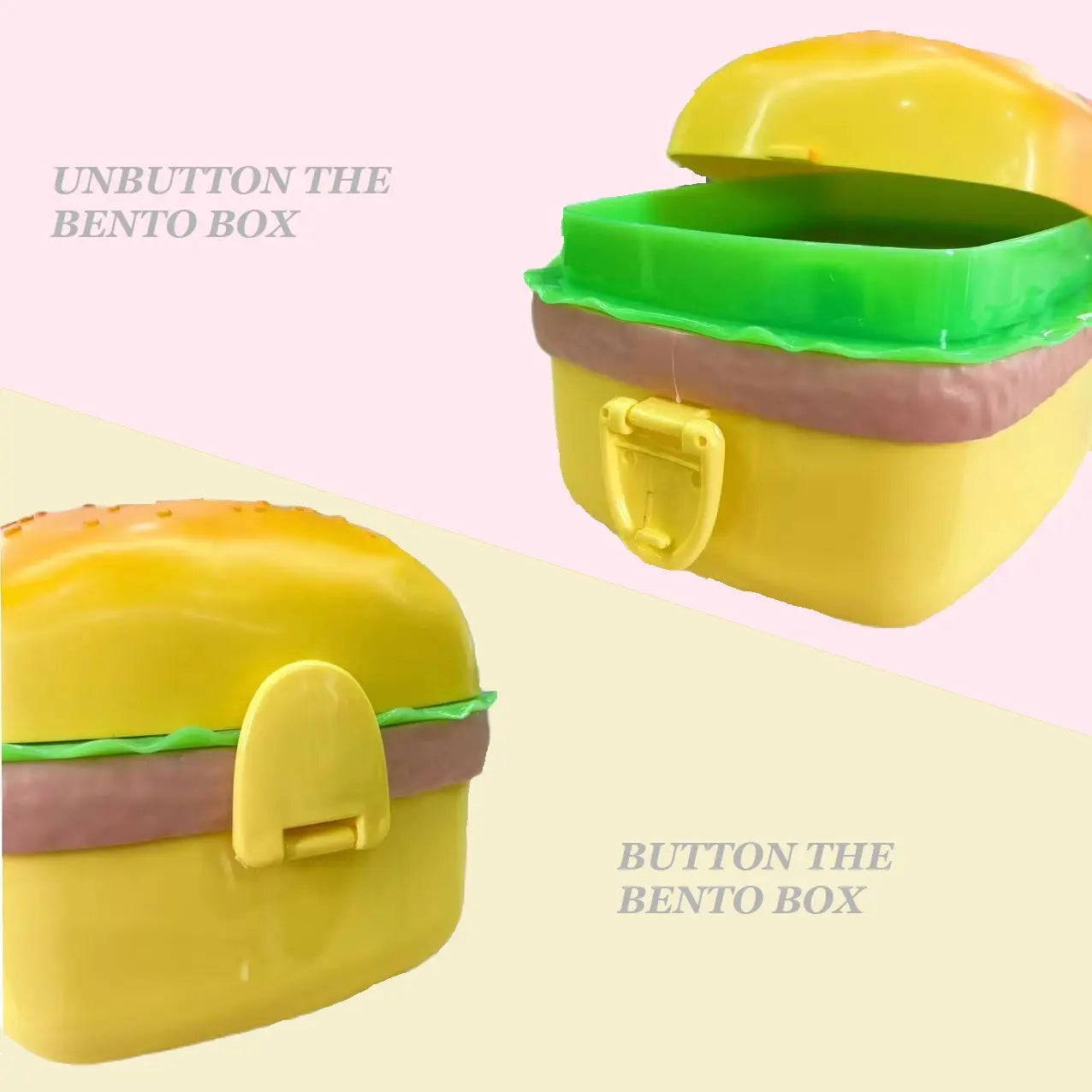 Realistic creative Double burger Children's picnic box Student Microwavable snack bento lunch box