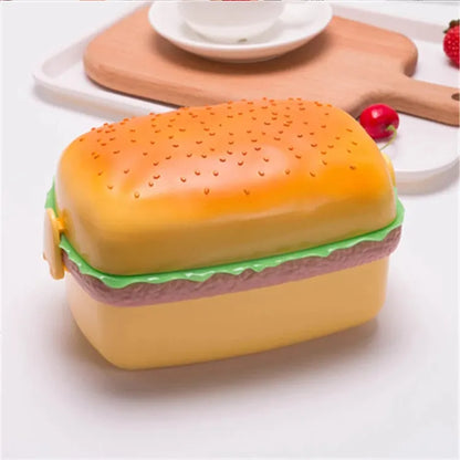 Realistic creative Double burger Children's picnic box Student Microwavable snack bento lunch box