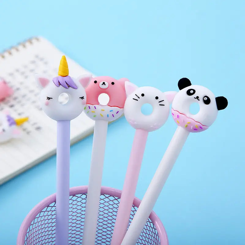 6 Pc Set: Trendy Donut-Shaped Gel Pens, Perfect Gift for Students!