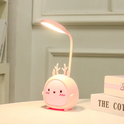 Cute USB Rechargeable LED Table Lamp for eye-friendly illumination. Ideal for dorms, bedrooms, and trendy spaces. Modern, portable, and efficient