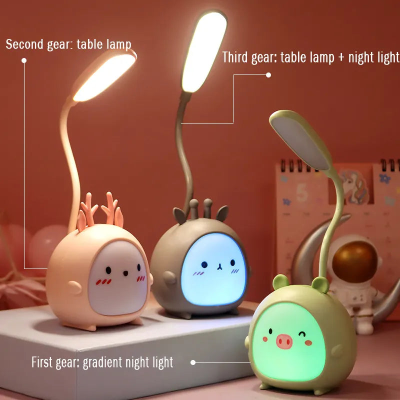 Cute USB Rechargeable LED Table Lamp for eye-friendly illumination. Ideal for dorms, bedrooms, and trendy spaces. Modern, portable, and efficient