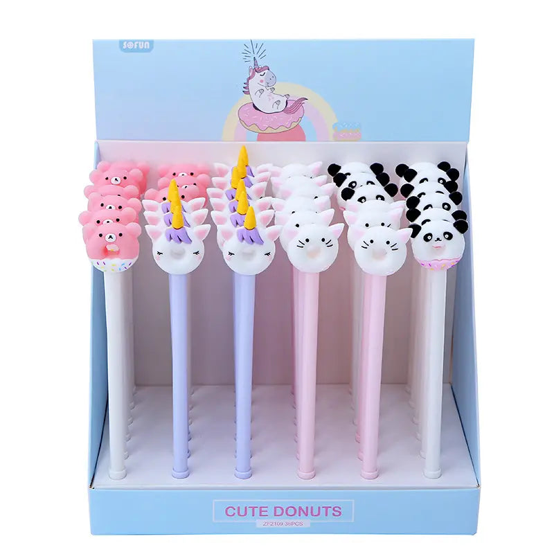 4 Pc Set: Trendy Donut-Shaped Gel Pens, Perfect Gift for Students!