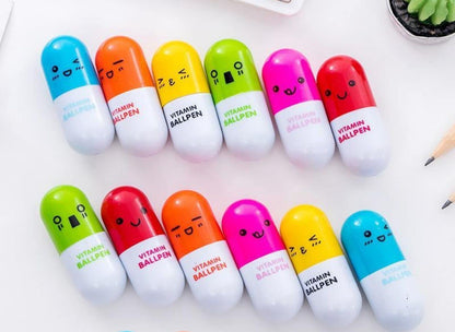 Best-Selling Cartoon capsulePill Pen: Creative School Gift for Daily Writing.pack of 12