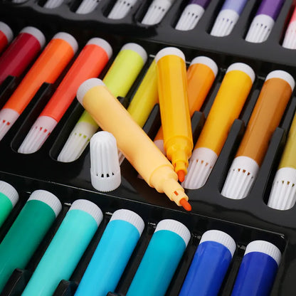 Hot 145 pcs crayon colored painting suitcase Sets for Kids DIY Painting Marker Pens Crafts Drawing Toys Set With Aluminium SuitCase Box