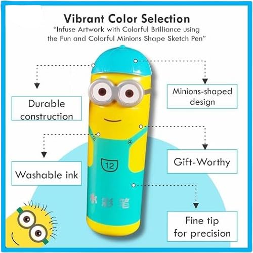 Colorful Minion Cartoon Sketch Pen (Blue): Fun and Playful Design