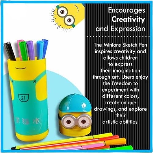 Colorful Minion Cartoon Sketch Pen (Blue): Fun and Playful Design