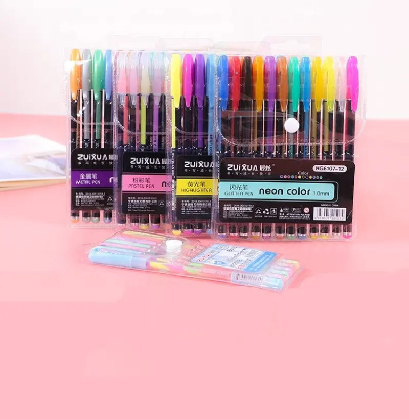 Sparkling Creativity: 12-Piece Glitter Pen Set, Neon Colors - Perfect for Kids' Art!