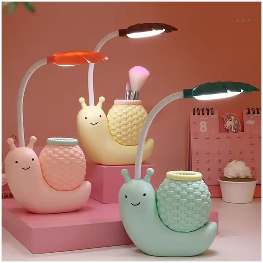 Rechargeable Budget-Friendly Joy: Colorful Dino Snail Lamp with Pen Stand for Kids' Desks!Quantity(2)