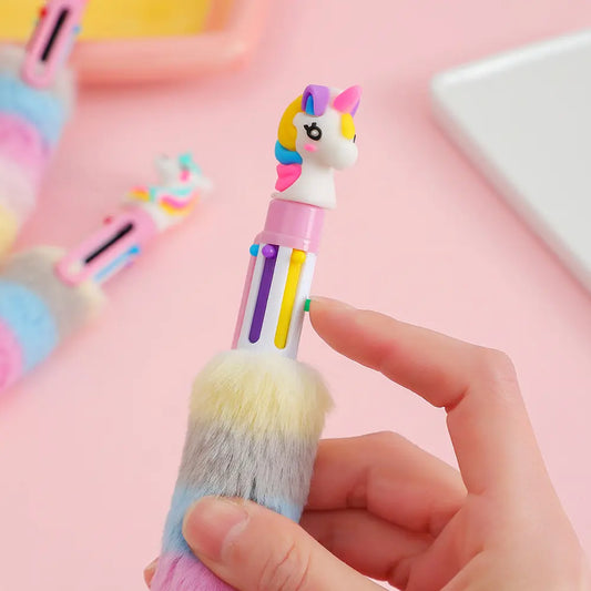 Plush Unicorn 6in1-Color Ballpoint Pen – Trendy, Cute, and Colorful.