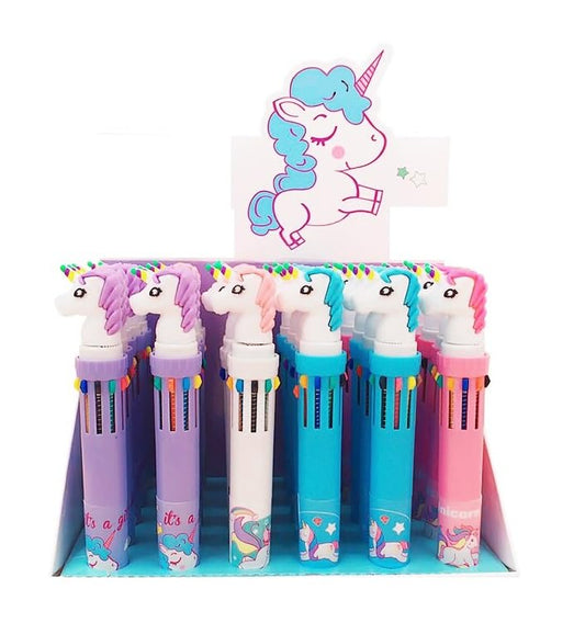 Unicorn Multicolor 10-in-1 Ballpoint Pen - Kids' Birthday Return Gift (Pack of 36)